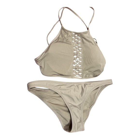 Aerie halter style bikini. Beige. Top is medium bottom is small - Picture 9 of 10